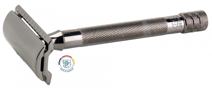 De Razor 23c, Straight Comb, Long Handle, Metallic Grey i gruppen Skägg & Rakning / Rakhyvel och rakkniv hos UnderCclub AB (MER-23111)