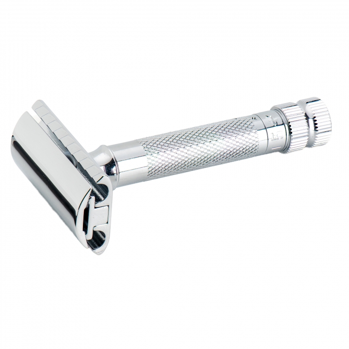 De Razor 34c, Straight Comb, Adjustable Blade Gap, Short Handle, Bright Chrome i gruppen Sk�gg & Rakning / Rakhyvel och rakkniv / S�kerhetshyvel hos UnderCclub AB (MER-34501)