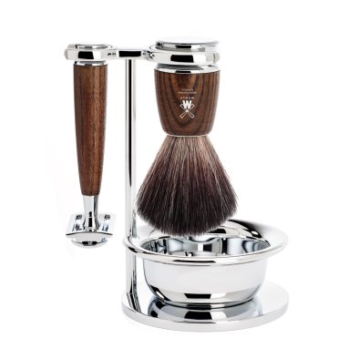 RYTMO set safety razor shaving brush bowl Ash steamed synthetic Black Fibre i gruppen Skgg & Rakning / Rakset hos UnderCclub AB (S21H220SSR)