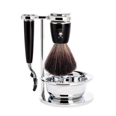 RYTMO set razor Mach3 shaving brush bowl resin black synthetic i gruppen Skgg & Rakning / Rakset hos UnderCclub AB (S21M226SM3)