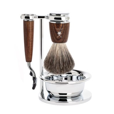 RYTMO set razor Mach3 shaving brush bowl Ash, steamed pure badger i gruppen Skgg & Rakning / Rakset hos UnderCclub AB (S81H220SM3)