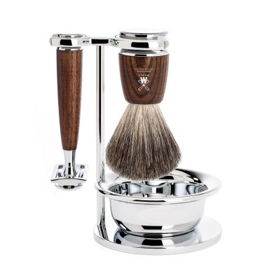 RYTMO set safety razor shaving brush bowl Ash steamed pure badger i gruppen Skgg & Rakning / Rakset hos UnderCclub AB (S81H220SSR)