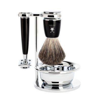 RYTMO set safety razor shaving brush bowl resin black pure badger i gruppen Skgg & Rakning / Rakset hos UnderCclub AB (S81M226SSR)