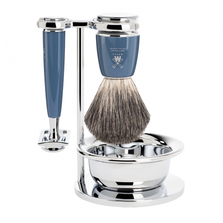 Rytmo Safety Razor Shaving Set Pure Badger Resin Petrol Blue i gruppen Sk�gg & Rakning / Rakset hos UnderCclub AB (S81M228SSR)