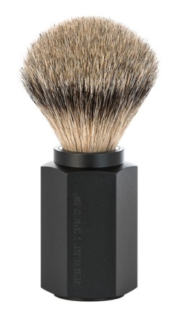 Hexagon Silvertip Shaving Brush Anodised Aluminum Graphite