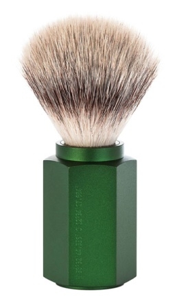 Hexagon Silvertip Fibre Shaving Brush Anodised Aluminum Forest