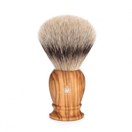 Classic Olive Wood Shaving Brush Large Silvertip
