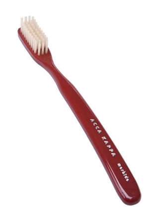 Tooth Brush - Vintage - Medium Natural Bristles - Red