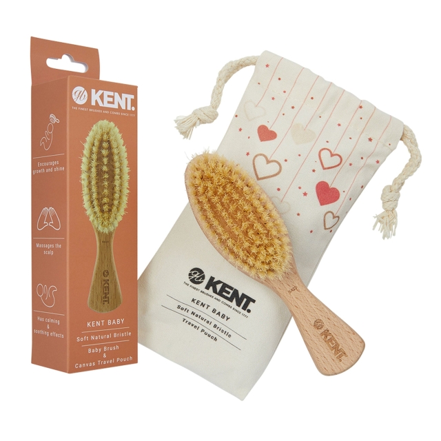 Baby Soft Bristle Beechwood Brush Wiht Canvas Travel Pouch