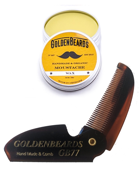 Gift Set Folding Acetate Moustache Comb And Moustache Wax