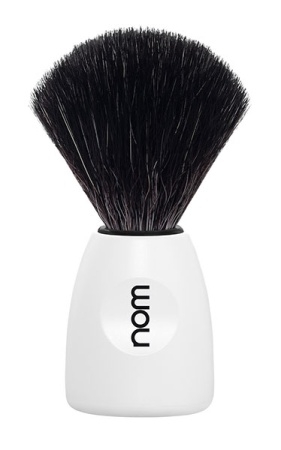 Lasse Shaving Brush, Black Fibre, Handle Material Plastic White