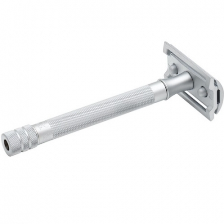 De Razor, Straight Comb, Long Handle, Matt Chrome