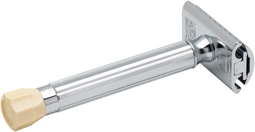 De Razor 510c, Straight Comb, Adjustable Blade Gap, Long Handle, Bright Chrome