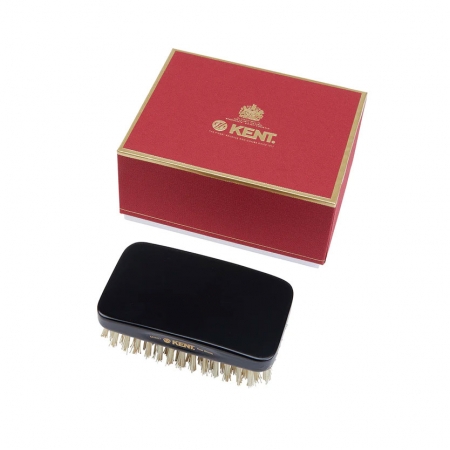 Handmade Ebony Wood Military Style Pure White Bristle Brush