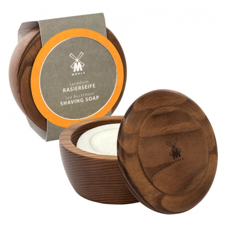 Skin Care Sea Buckthorn Wodden Bowl With Shaving Soap