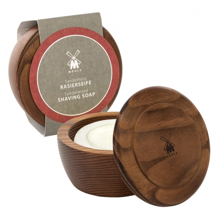 Skin Care Sandalwood Wodden Bowl With Shaving Soap