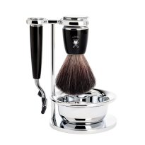 RYTMO set razor Mach3 shaving brush bowl resin black synthetic