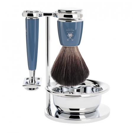 Rytmo Safety Razor Shaving Set Black Fiber Resin Petrol Blue