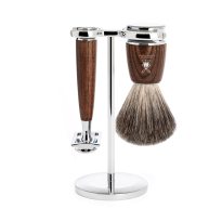 RYTMO set safety razor shaving brush Ash steamed pure badger