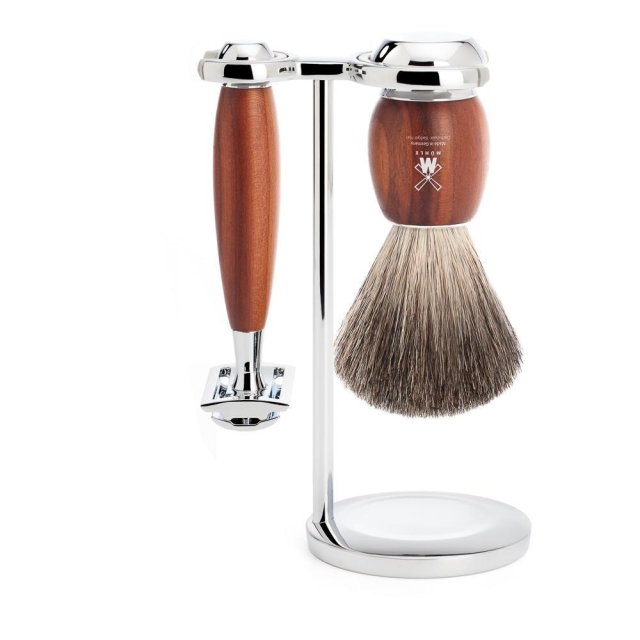 Vivo Set: Safety Razor + Shaving Brush Plum Tree Pure Badger