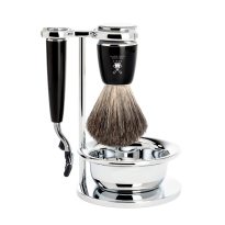RYTMO set razor Mach3 shaving brush bowl resin black pure badger