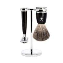 RYTMO set safety razor shaving brush recin black pure badger