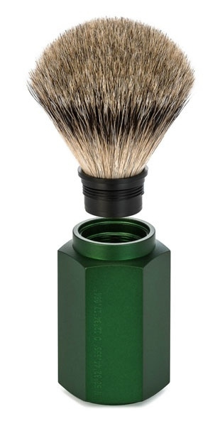 Hexagon Silvertip Shaving Brush Anodised Aluminum Forest