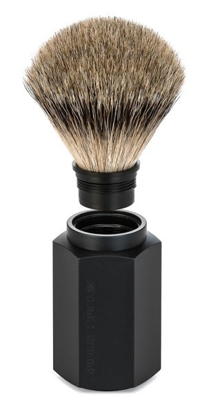 Hexagon Silvertip Shaving Brush Anodised Aluminum Graphite