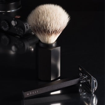Hexagon Silvertip Shaving Brush Anodised Aluminum Graphite
