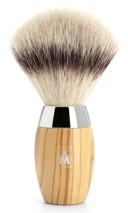 Kosmo Shaving Brush Olive Wood Synthetic, Silvertip Fibrea