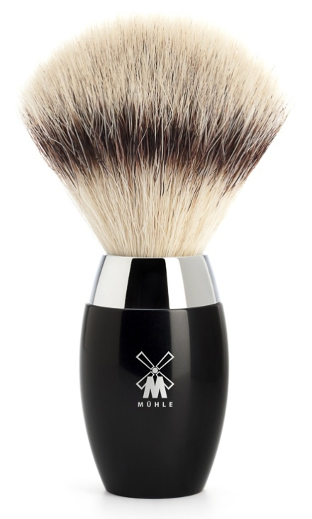 Kosmo Shaving Brush High-grade Resin, Black Synthetic, Silvertip Fibrea