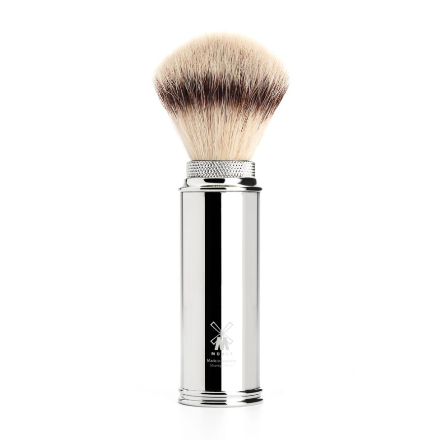 TRAVEL Travel shaving brush Silvertip Fibre Chrome-plated metal