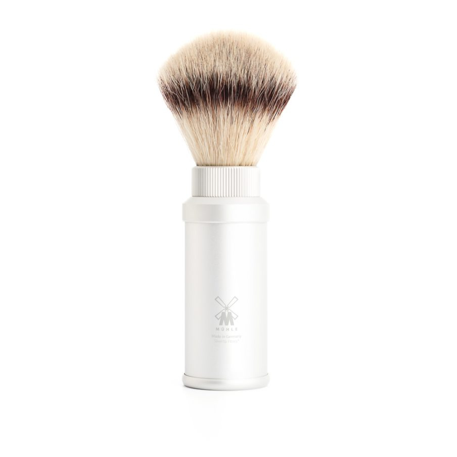 TRAVEL Travel shaving brush Silvertip Fibre Anodised aluminium silver