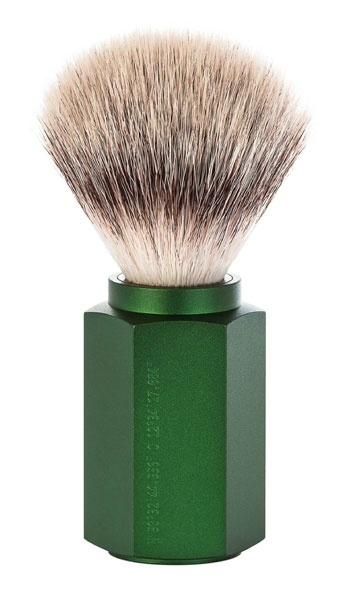 Hexagon Silvertip Fibre Shaving Brush Anodised Aluminum Forest