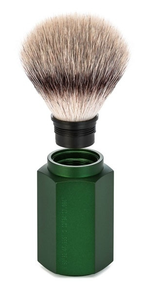 Hexagon Silvertip Fibre Shaving Brush Anodised Aluminum Forest