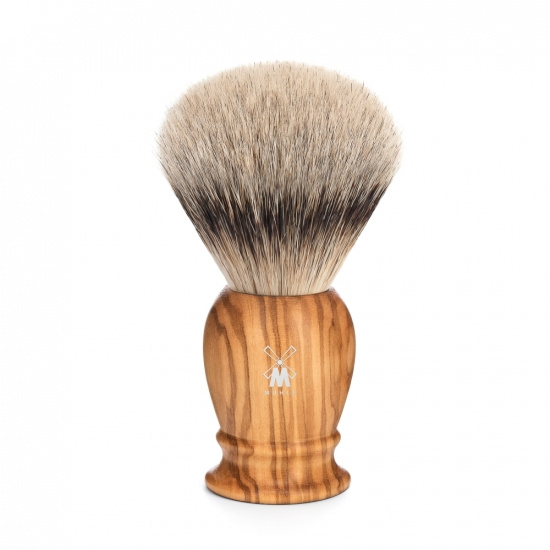 Classic Olive Wood Shaving Brush Large Silvertip