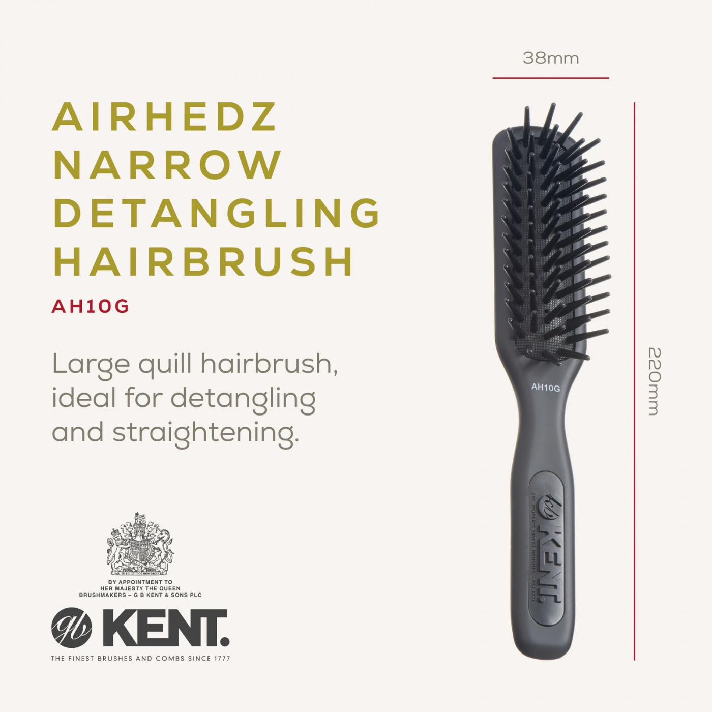 Airhedz Pro Narrow Phat Pin De-tangle Cushion Brush Black