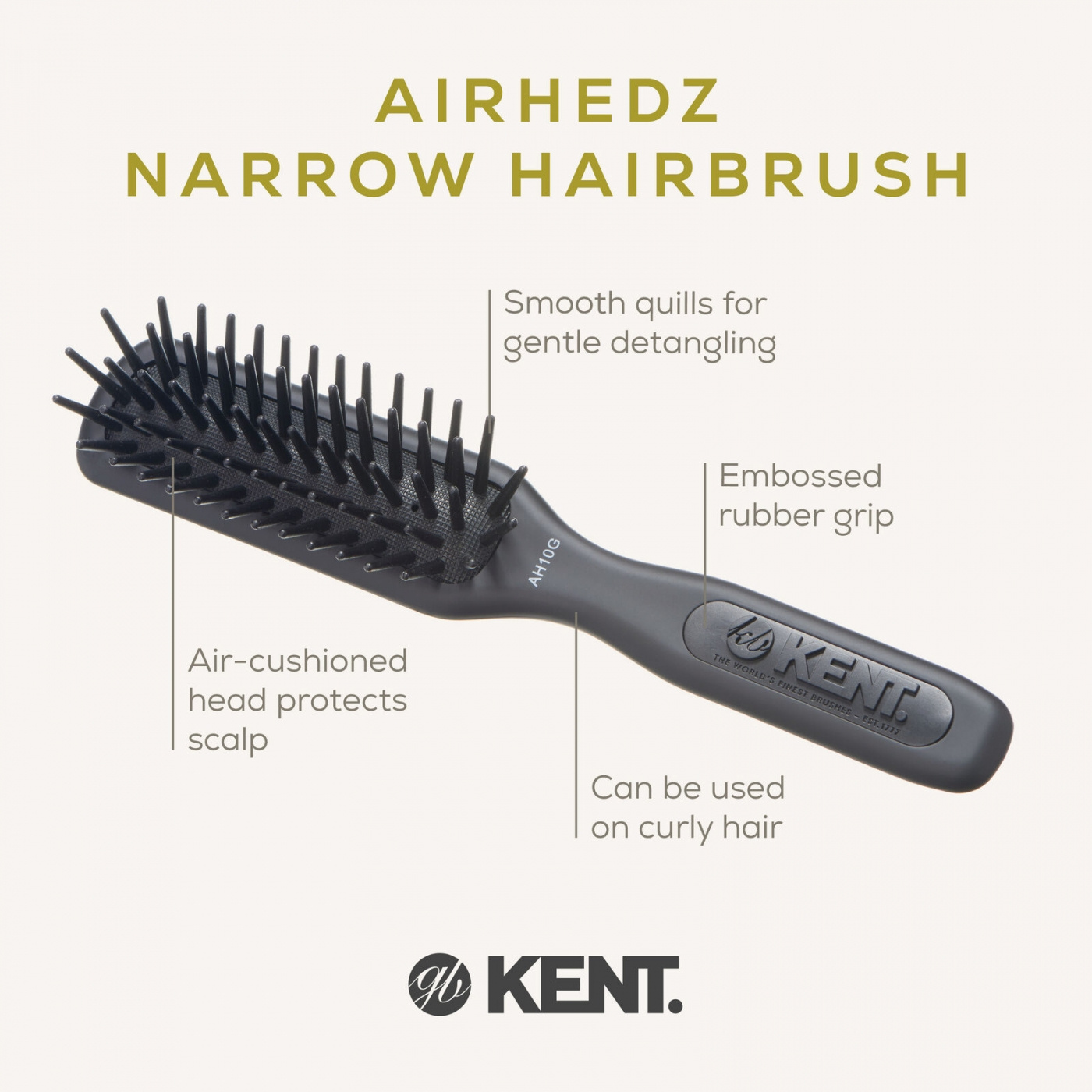 Airhedz Pro Narrow Phat Pin De-tangle Cushion Brush Black