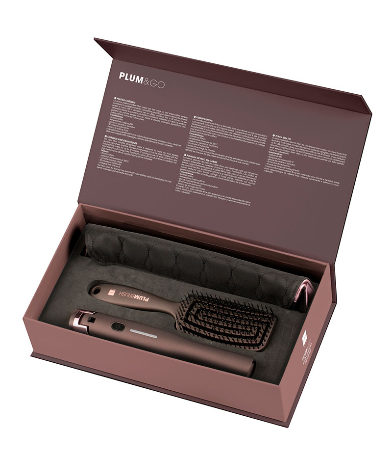 PLUM&GO Cordless Hair Straightener - Travel Kit - Labor Pro Plum