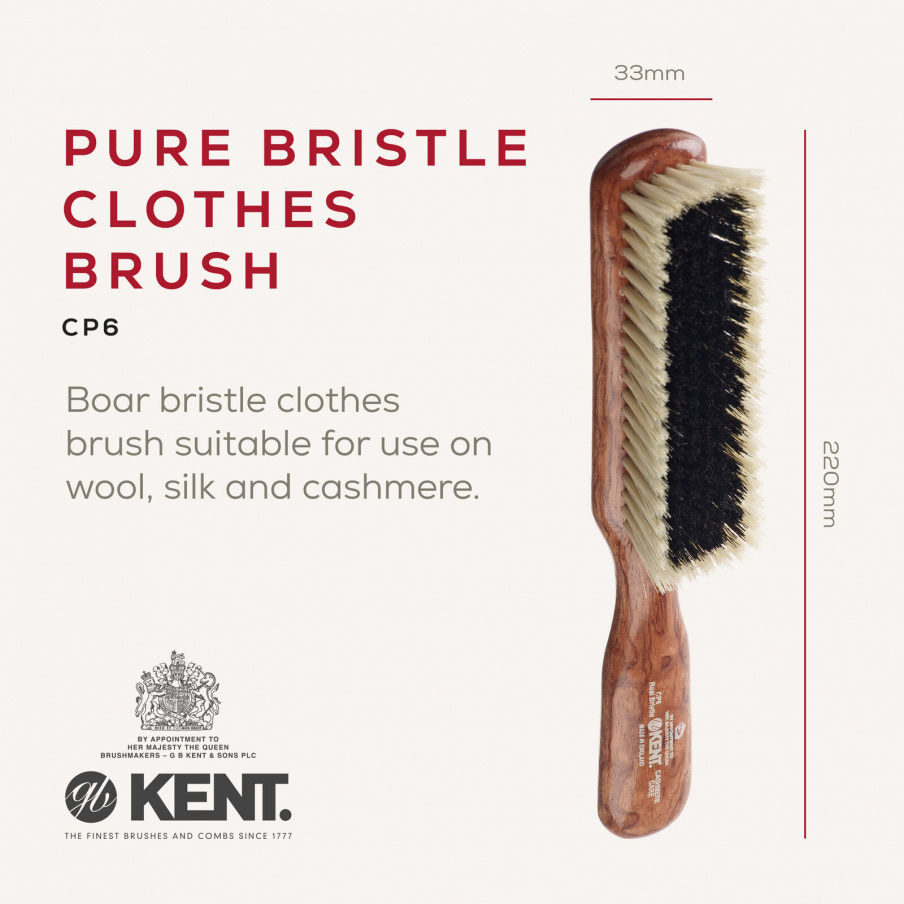 Cashmere Care Dark Wood Bristle Nylon Mix Clothes Brush