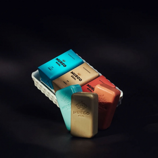 Gift Set Soap Dish & Mini Soaps Musgo Real 3x50g