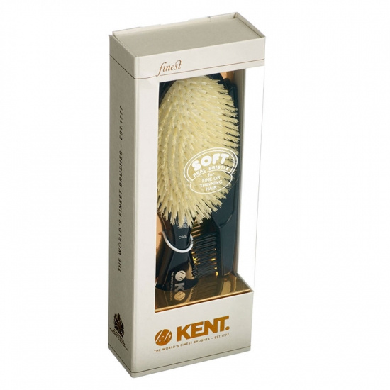 Classic Shine Large Soft White Pure Bristle Hairbrush