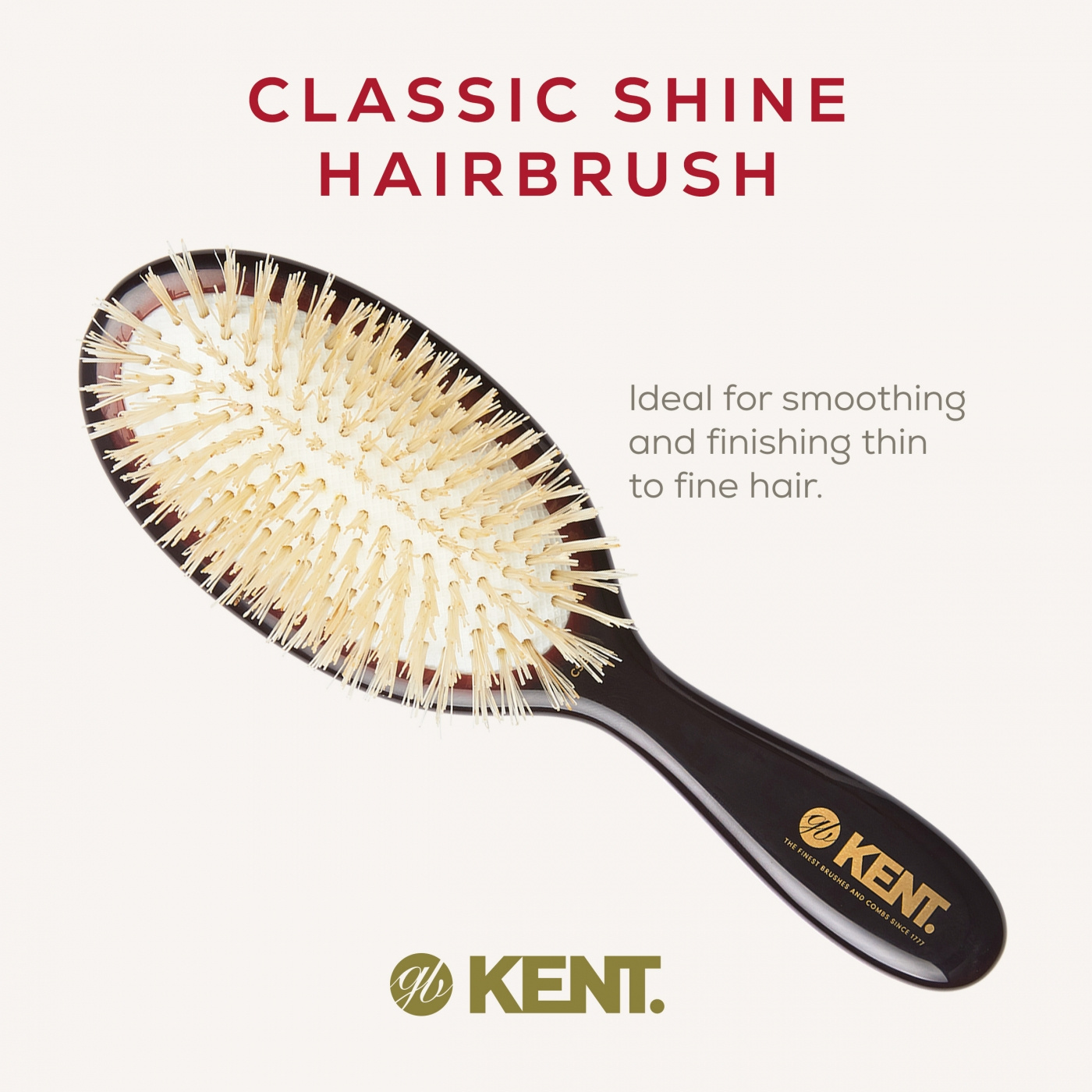 Classic Shine Small Soft White Pure Bristle Hairbrush