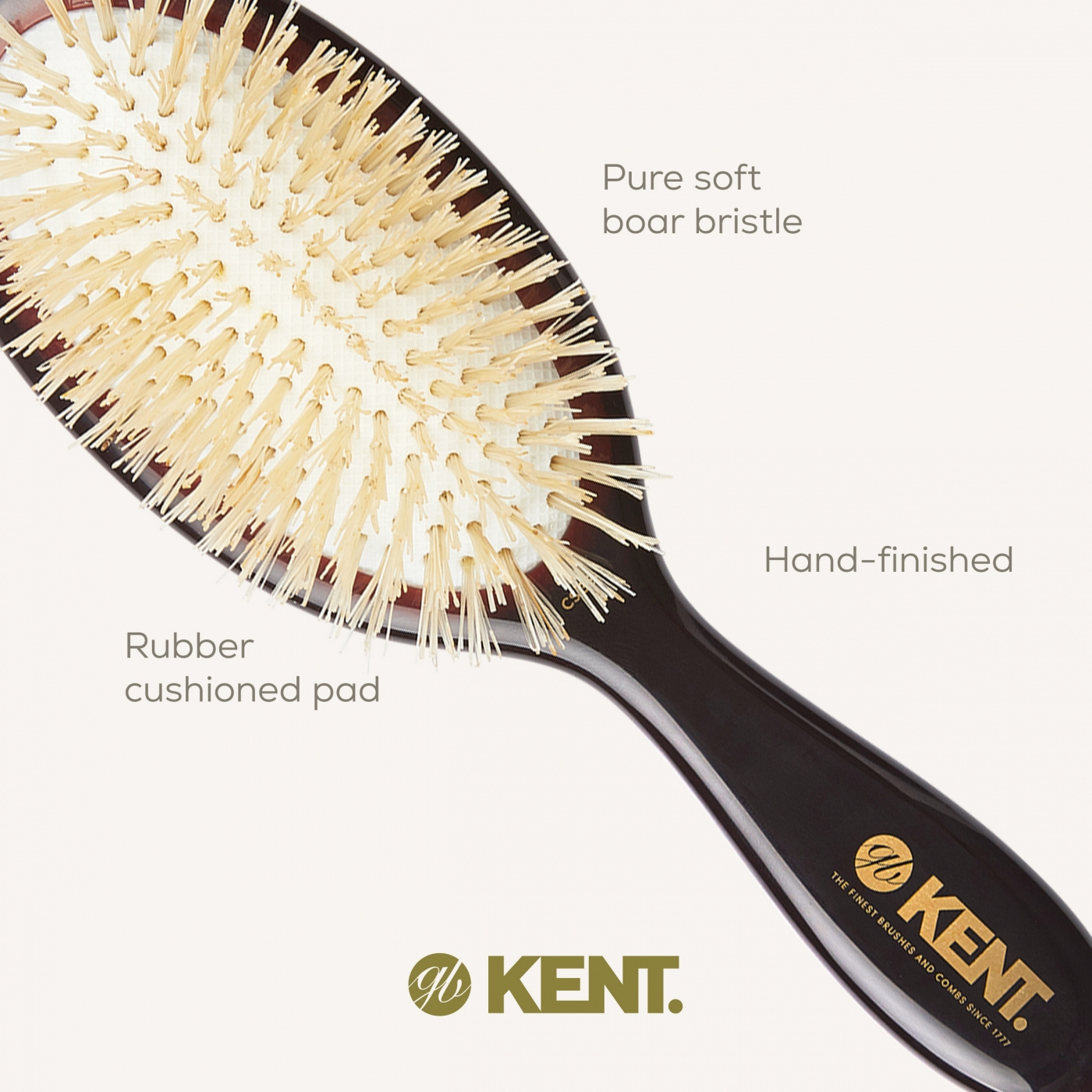 Classic Shine Small Soft White Pure Bristle Hairbrush