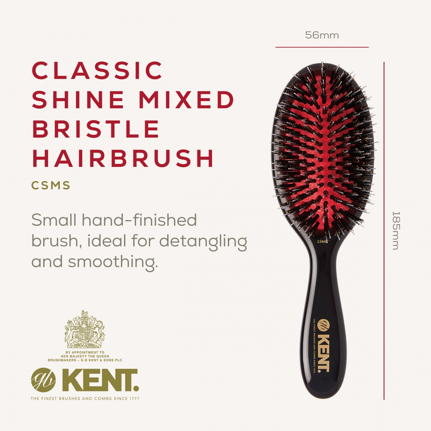 Classic Shine Small Black Porcupine Mixed Bristle Hairbrush