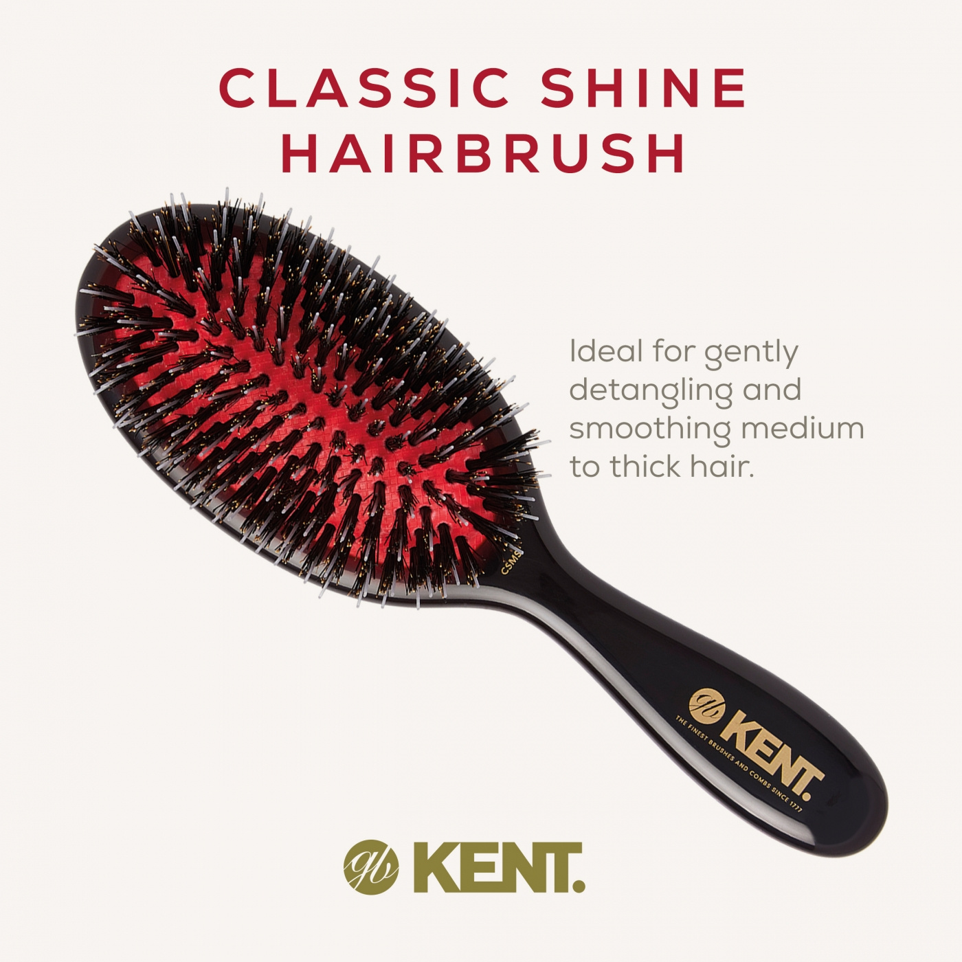 Classic Shine Small Black Porcupine Mixed Bristle Hairbrush