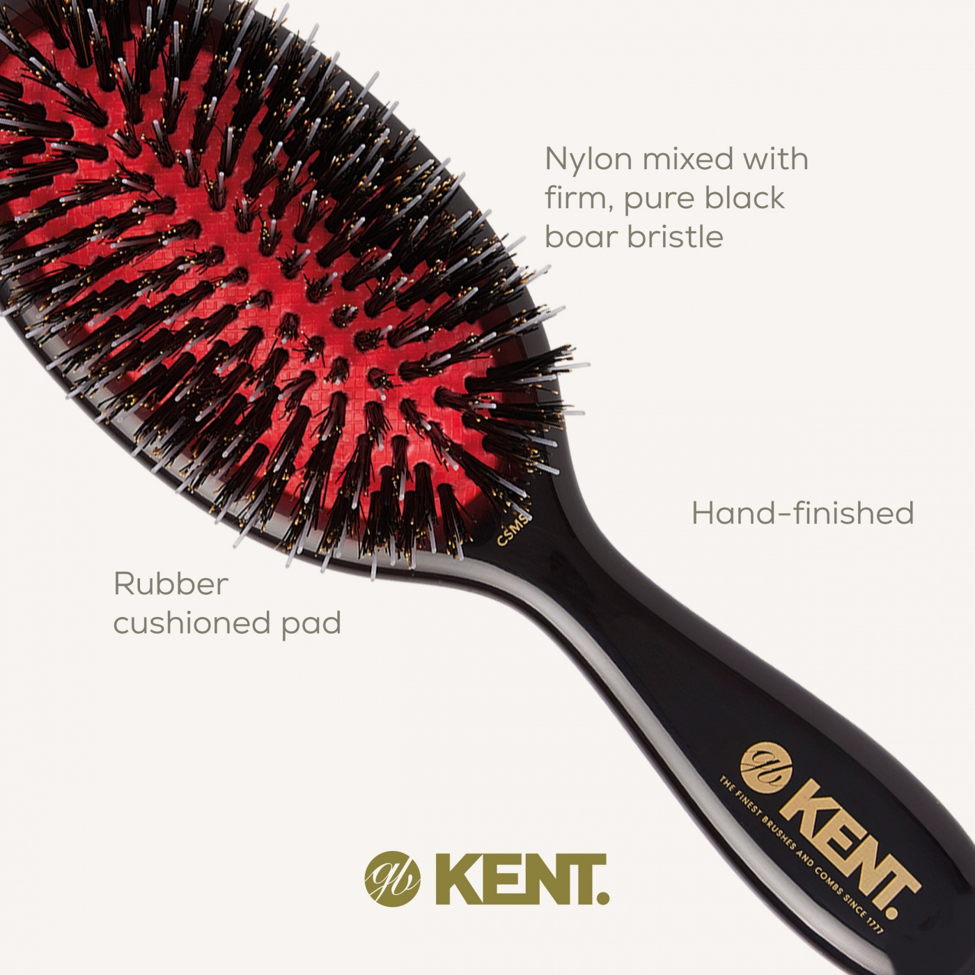 Classic Shine Small Black Porcupine Mixed Bristle Hairbrush