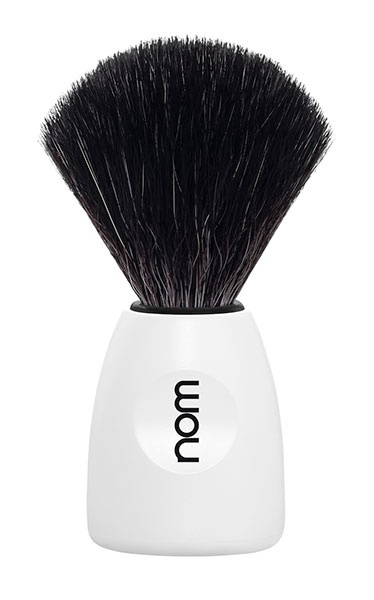 Lasse Shaving Brush, Black Fibre, Handle Material Plastic White