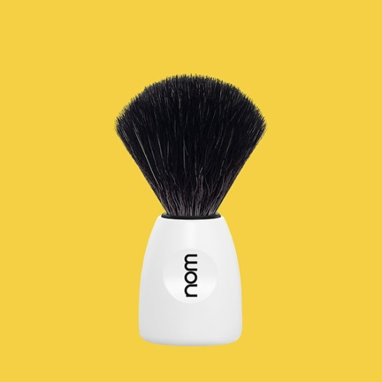 Lasse Shaving Brush, Black Fibre, Handle Material Plastic White