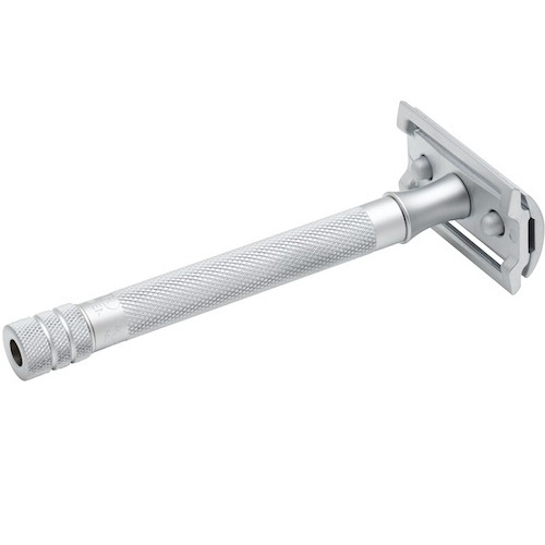 De Razor, Straight Comb, Long Handle, Matt Chrome